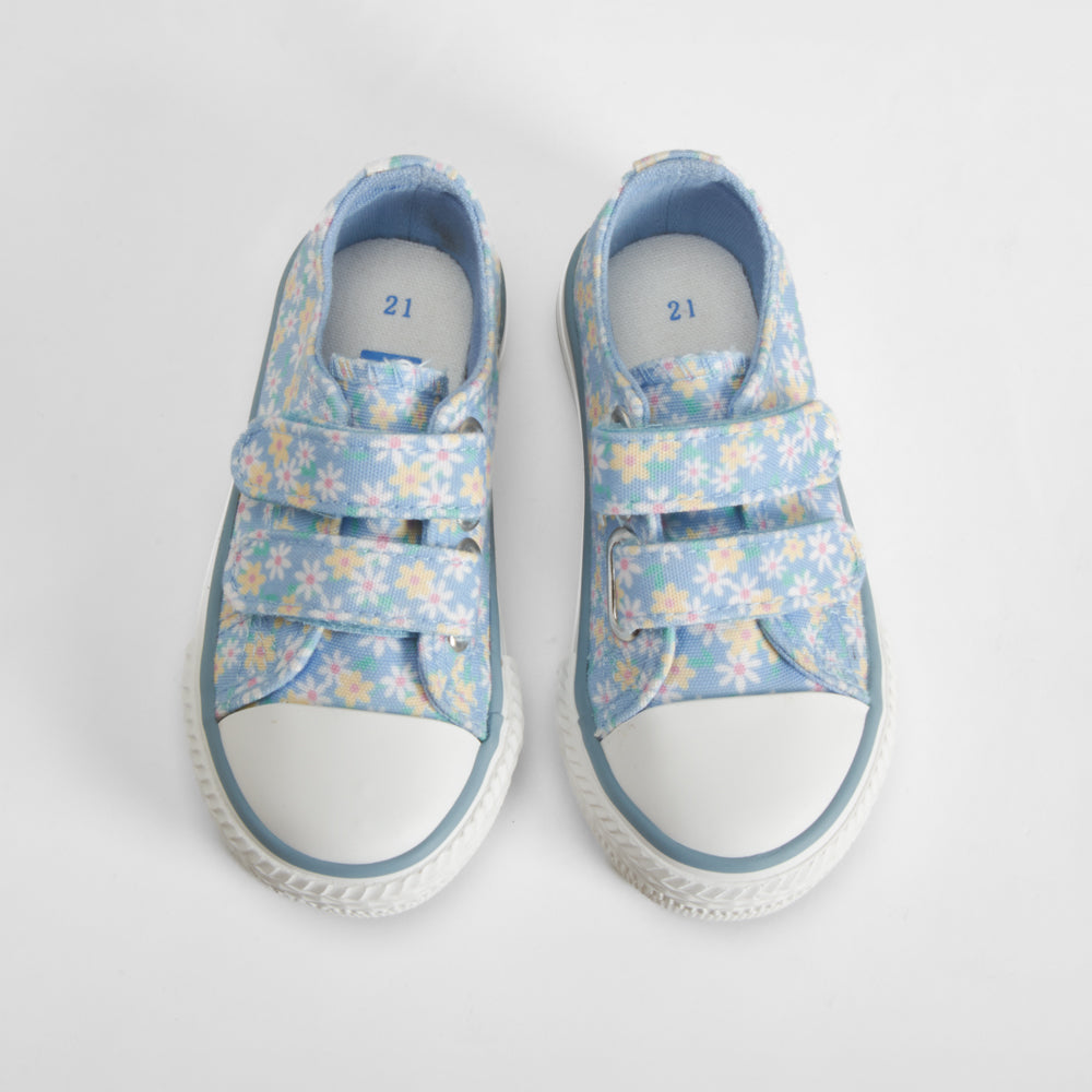 Zapatilla de lona flores bebé azul BACHE