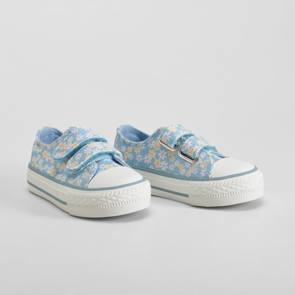 Zapatilla de lona flores bebé azul BACHE
