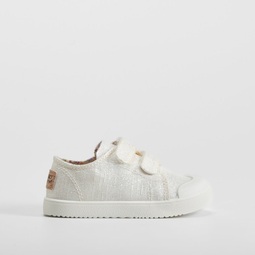 Zapatilla lona con brillo blanca PABLOSKY