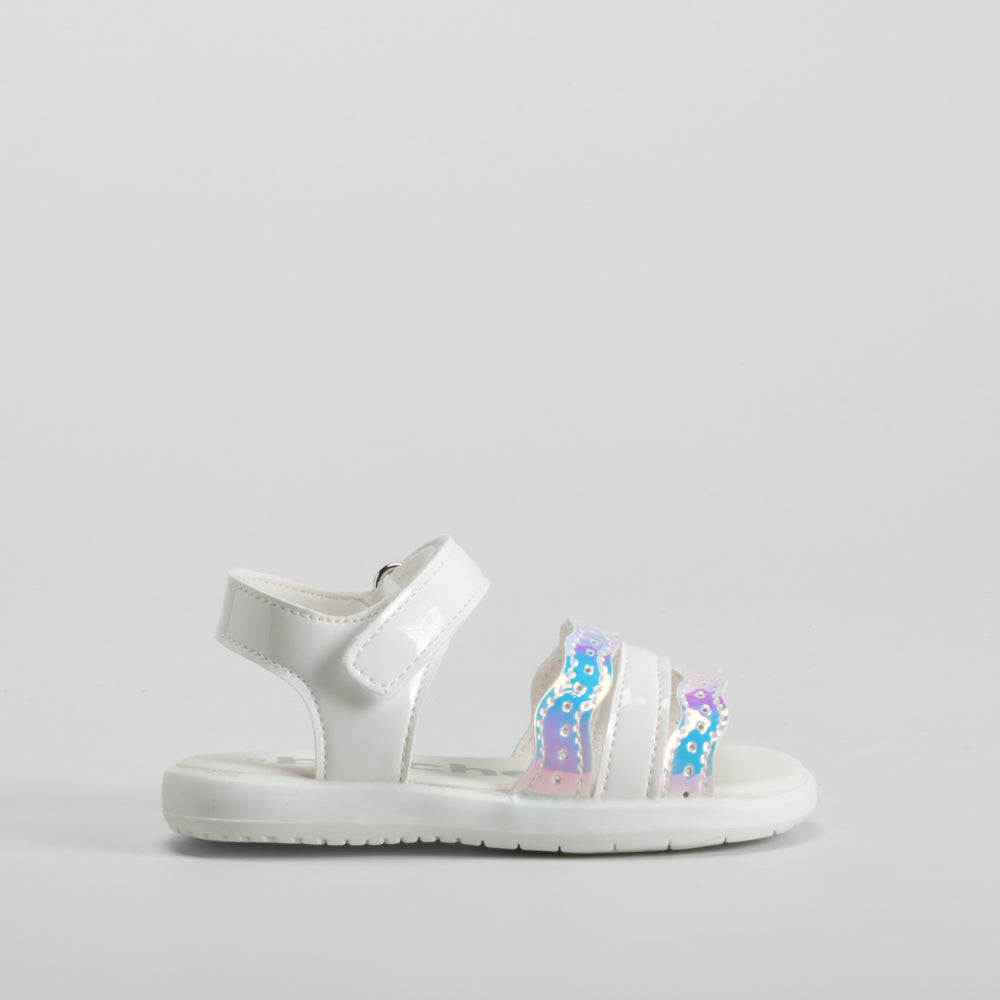 Sandalia tiras ondas multicolor bebé blanca BACHE