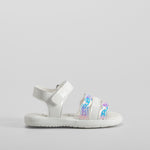 Sandalia tiras ondas multicolor bebé blanca BACHE