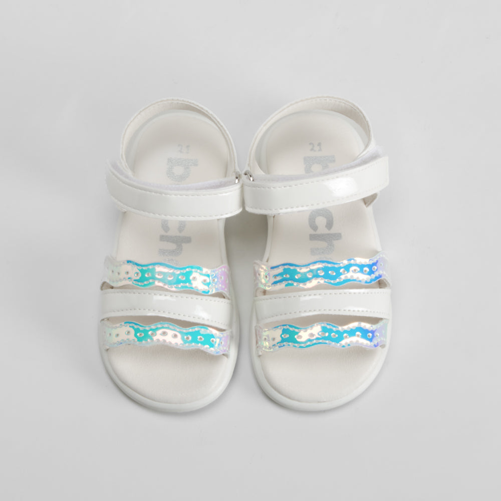 Sandalia tiras ondas multicolor bebé blanca BACHE