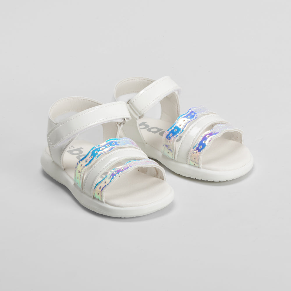 Sandalia tiras ondas multicolor bebé blanca BACHE