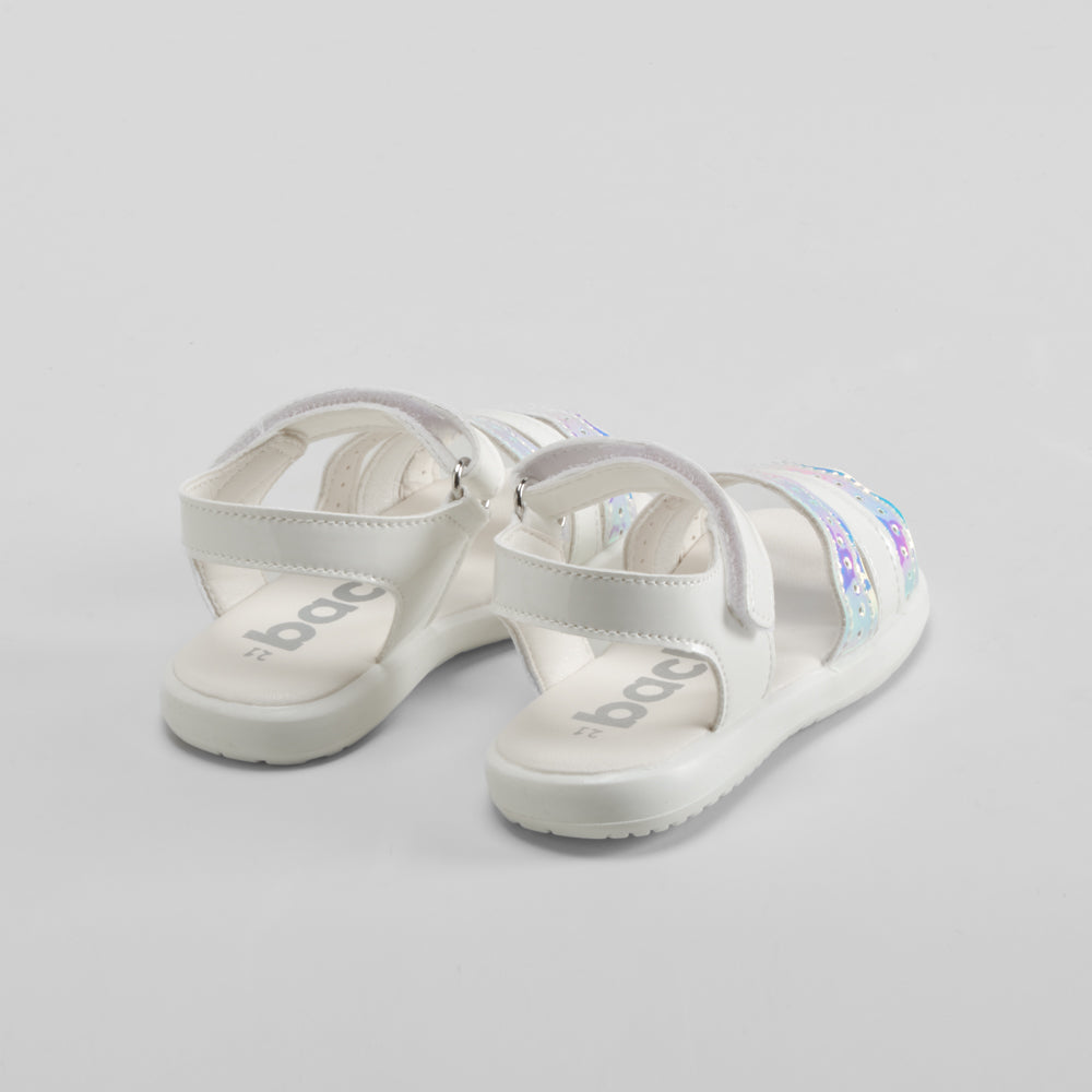 Sandalia tiras ondas multicolor bebé blanca BACHE