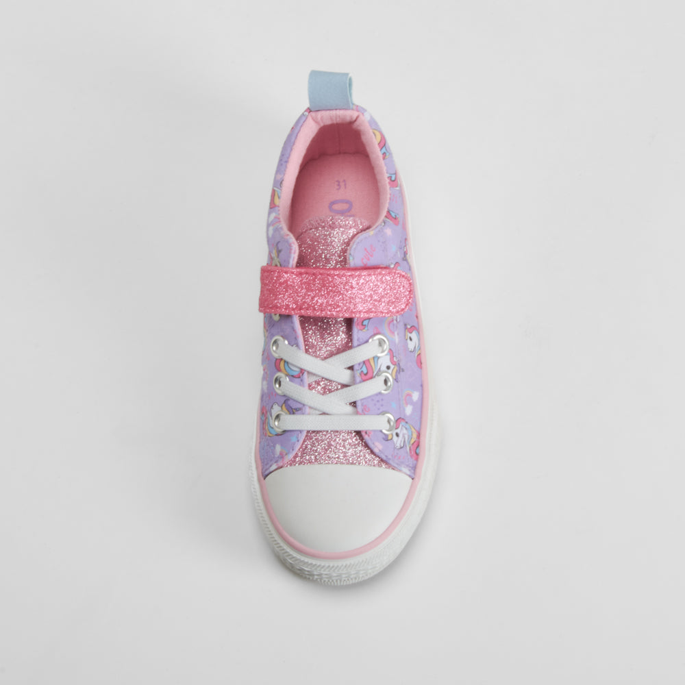 Zapatilla lona unicornios morada OH GIRL