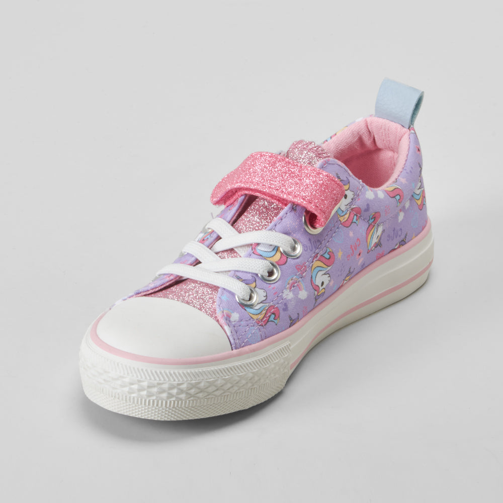 Zapatilla lona unicornios morada OH GIRL