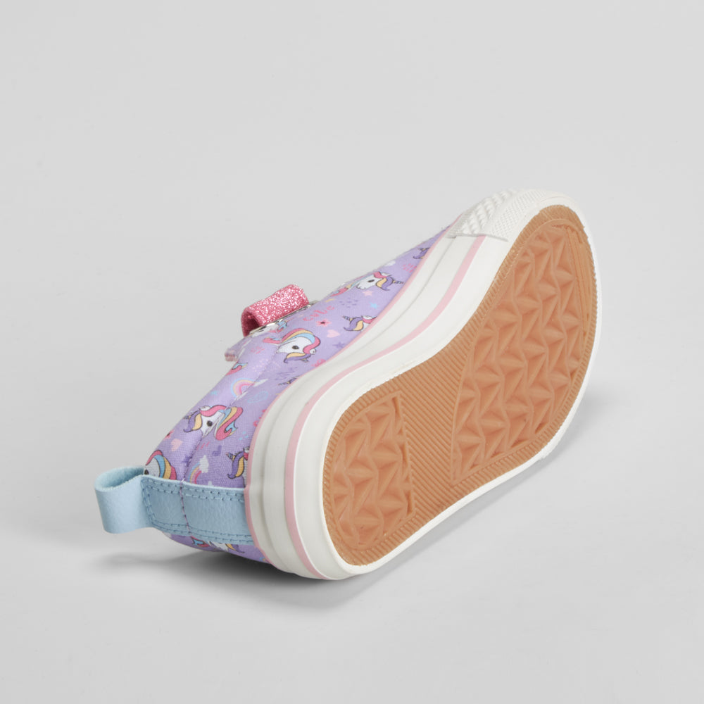 Zapatilla lona unicornios morada OH GIRL