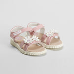 Sandalia de pala con flores rosa COMFEET