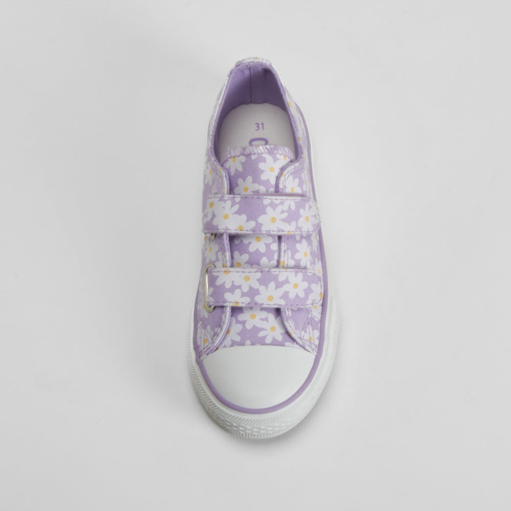 Zapatilla lona velcros margaritas morada OH GIRL