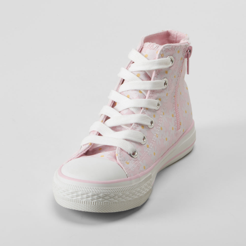 Zapatilla alta de lona margaritas rosa OH GIRL