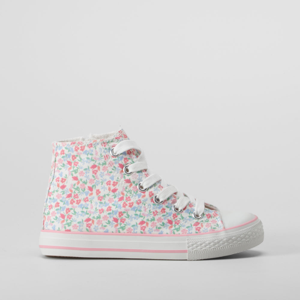 Zapatilla alta lona flores multicolor OH GIRL
