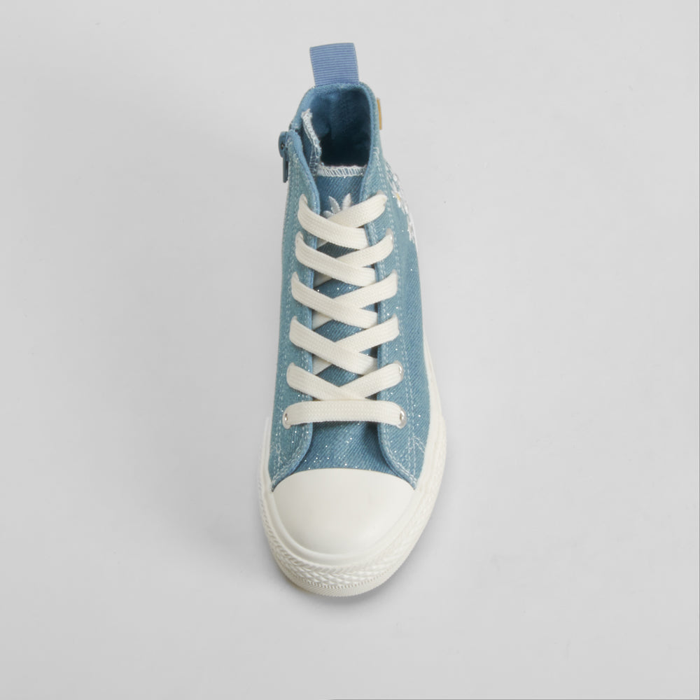 Zapatilla lona alta flores azul OH GIRL