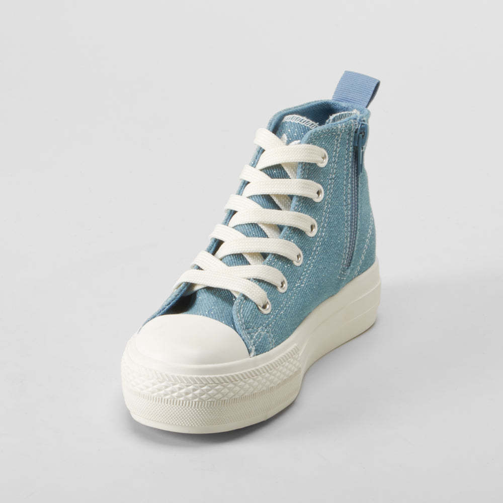 Zapatilla lona alta flores azul OH GIRL