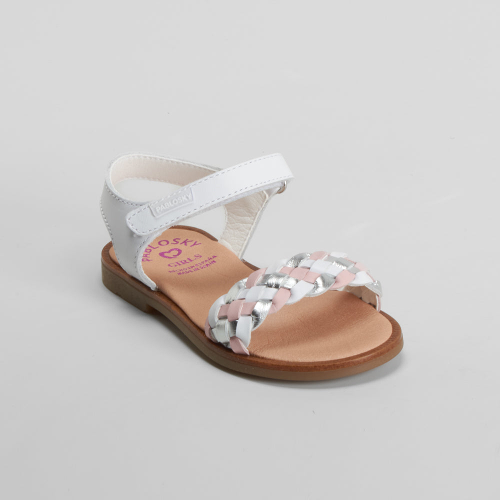 Sandalia trenza piel blanca PABLOSKY
