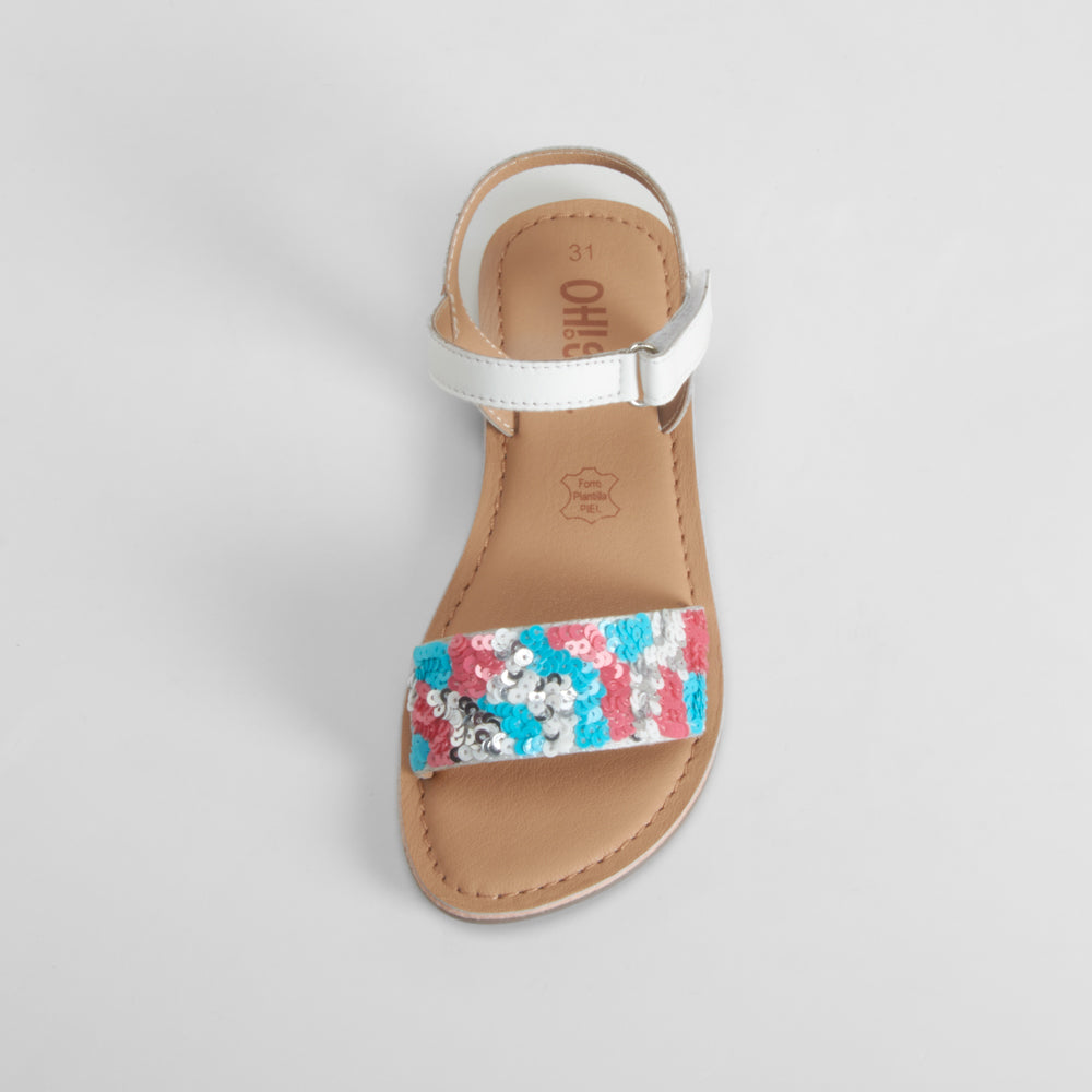 Sandalia de tiras de piel multicolor OH GIRL