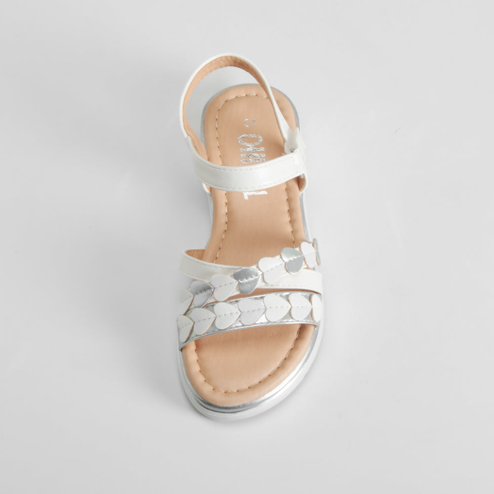 Sandalia de tiras con corazones blanca OH GIRL