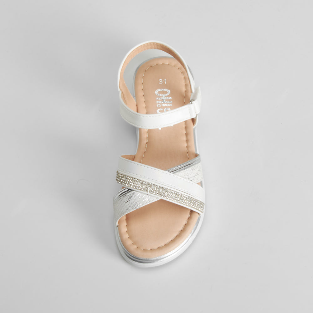 Sandalia de tiras brillo infantil blanca OH GIRL