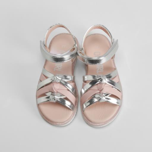 Sandalia nudos infantil de plata OH GIRL