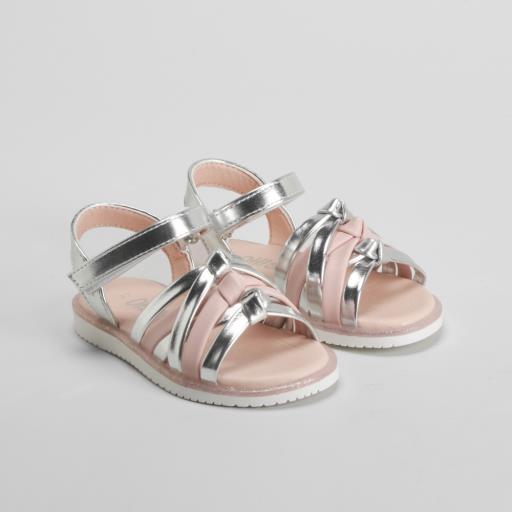 Sandalia nudos infantil de plata OH GIRL
