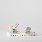 Sandalia velcro brillo color plata OH GIRL
