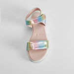 Sandalia velcro brillo color plata OH GIRL