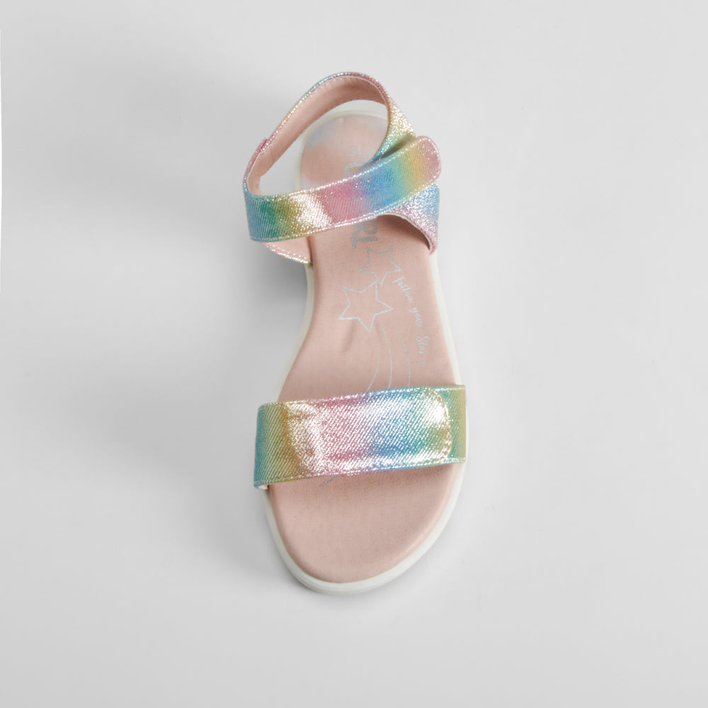 Sandalia velcro brillo color plata OH GIRL