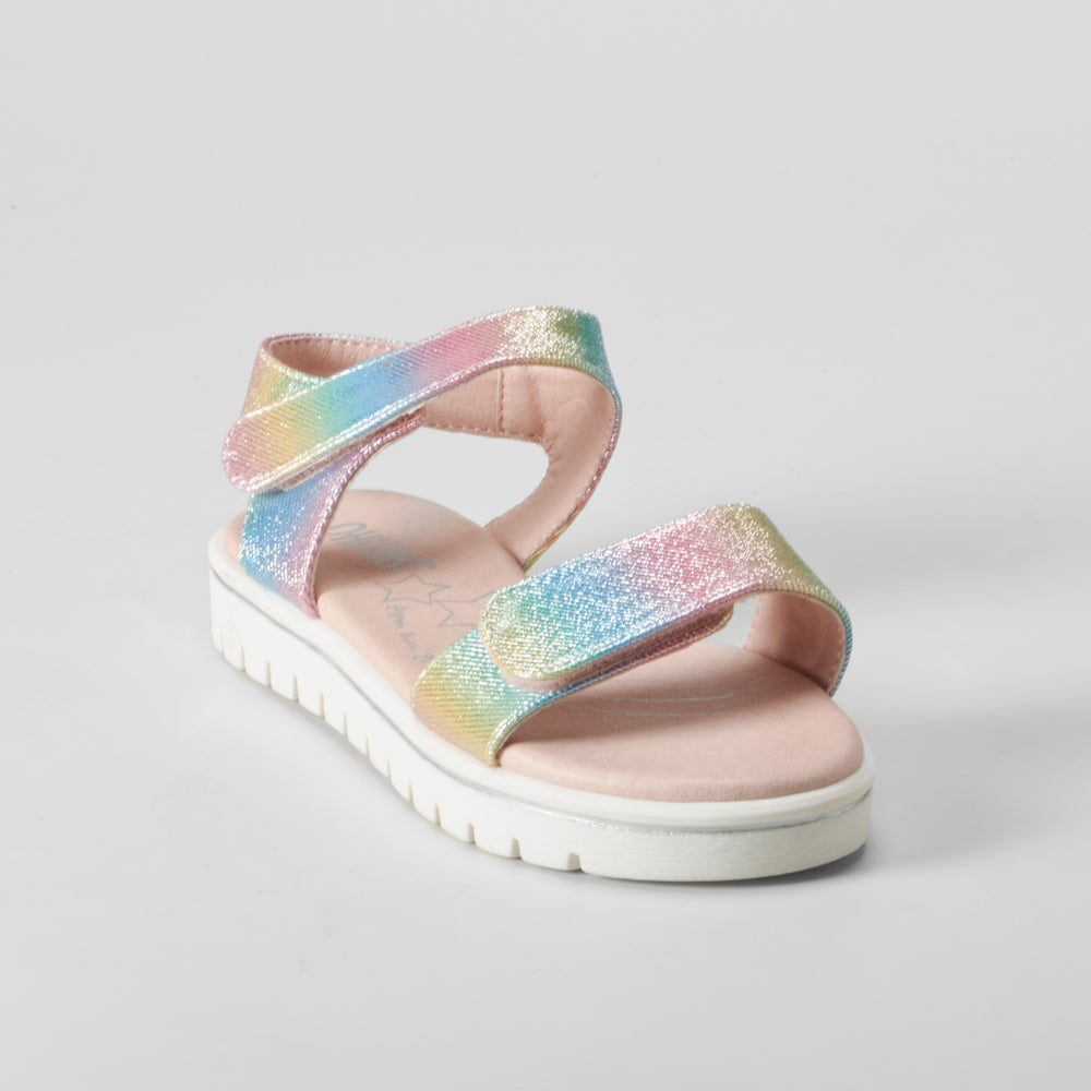 Sandalia velcro brillo color plata OH GIRL