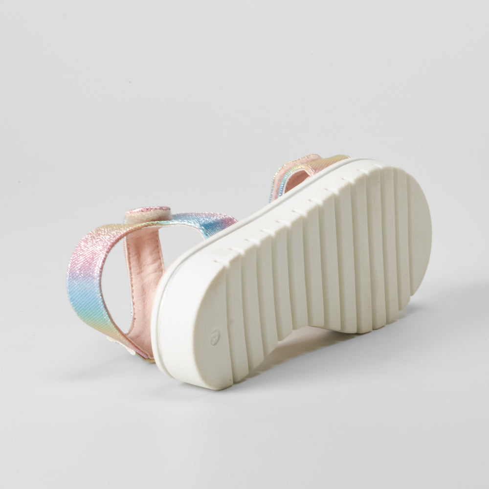 Sandalia velcro brillo color plata OH GIRL