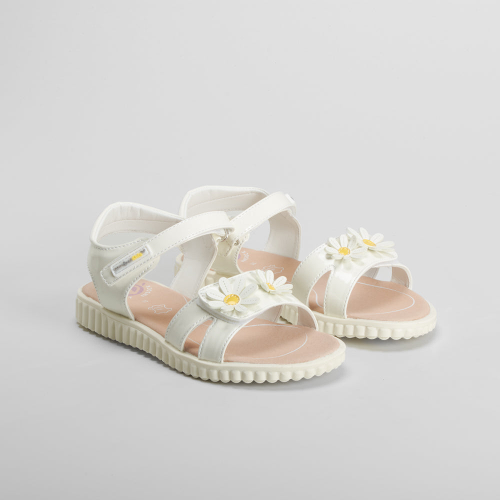 Sandalia de pala con flores blanca COMFEET