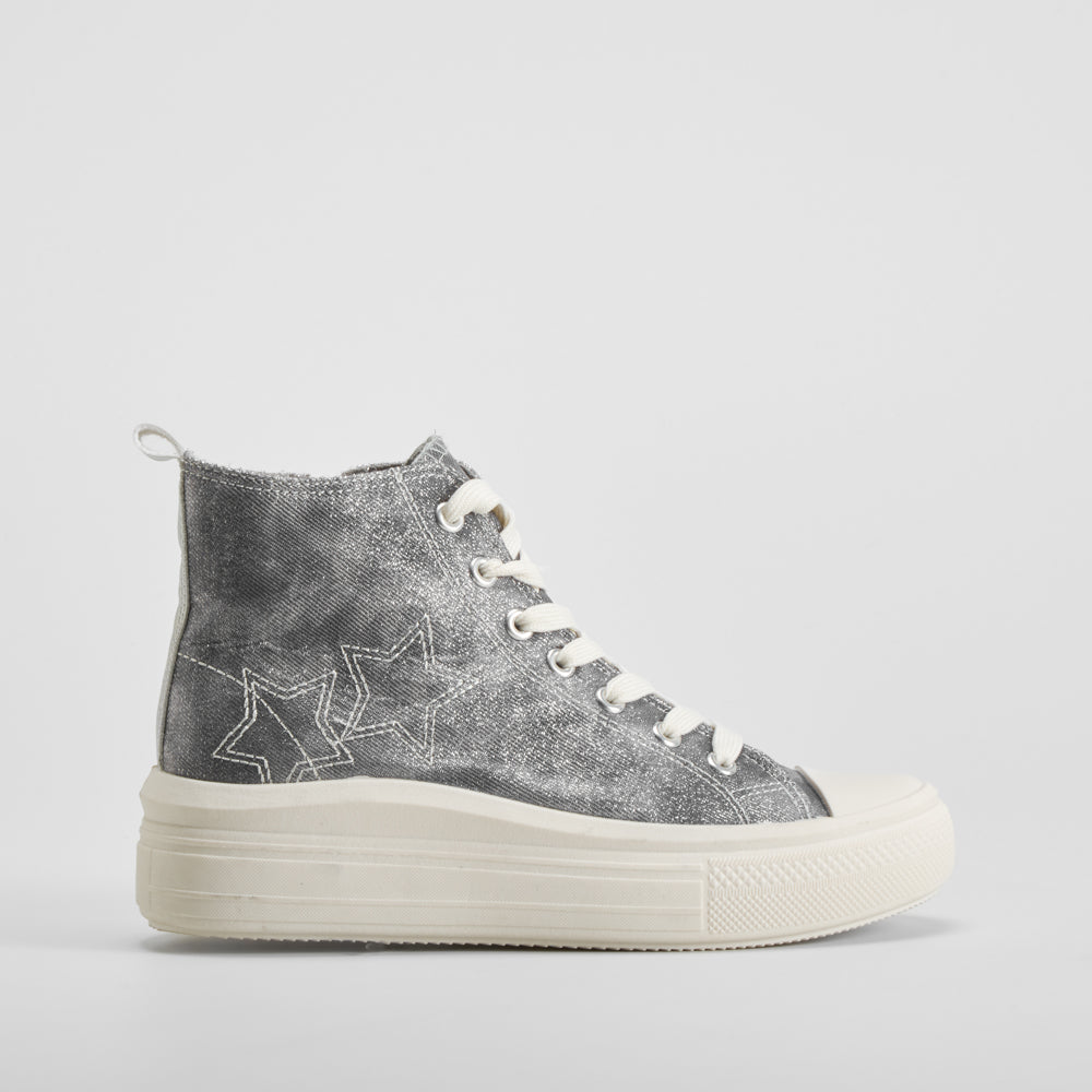 Zapatill alta lona negra denim OH GIRL