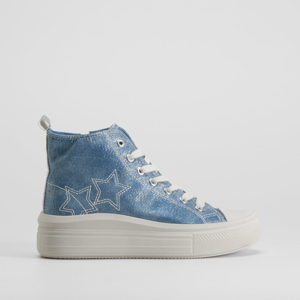 Zapatill alta lona azul denim OH GIRL