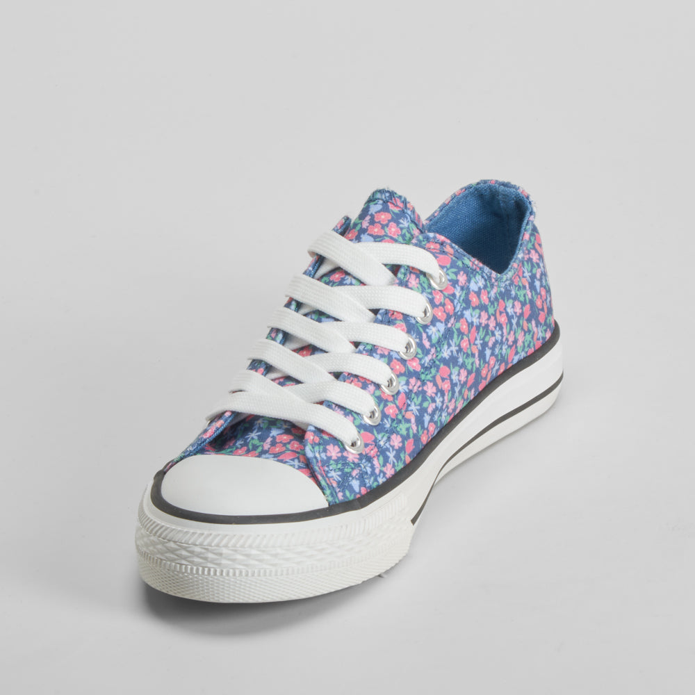 Zapatilla de lona con cordones flores azul OH GIRL