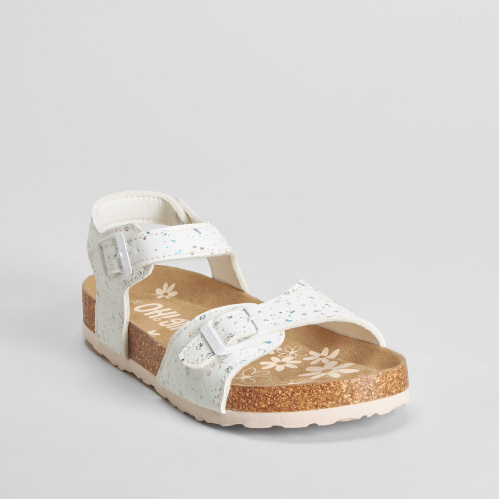 Sandalia bio con hebillas y brillo blanco OH GIRL