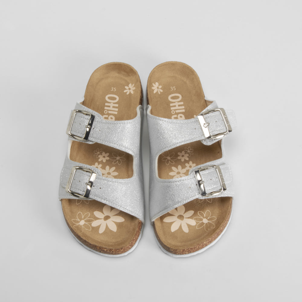 Sandalia bio de tiras color plata OH GIRL