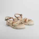 Sandalia cuña de piel beige OH GIRL