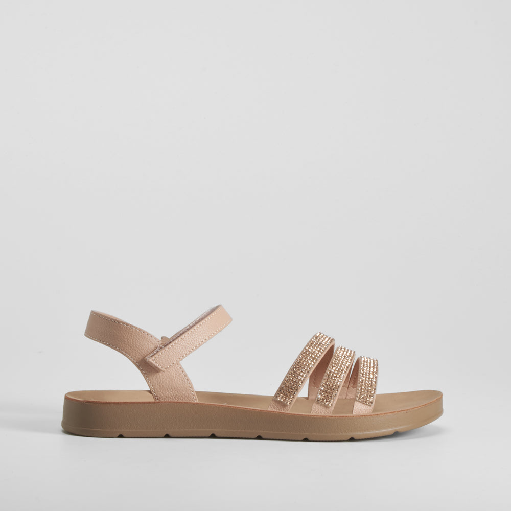Sandalia plana con brillo rosa OH GIRL
