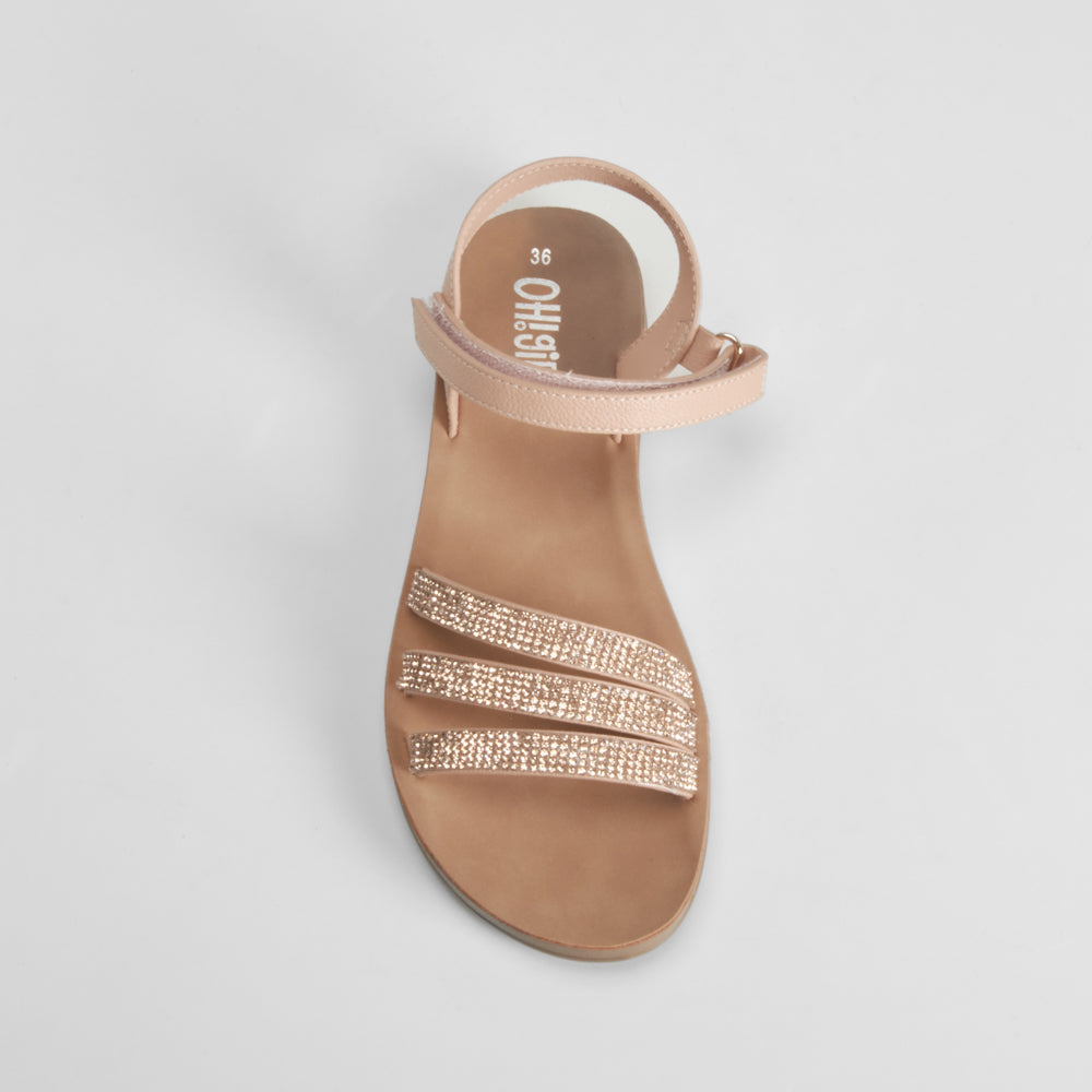Sandalia plana con brillo rosa OH GIRL