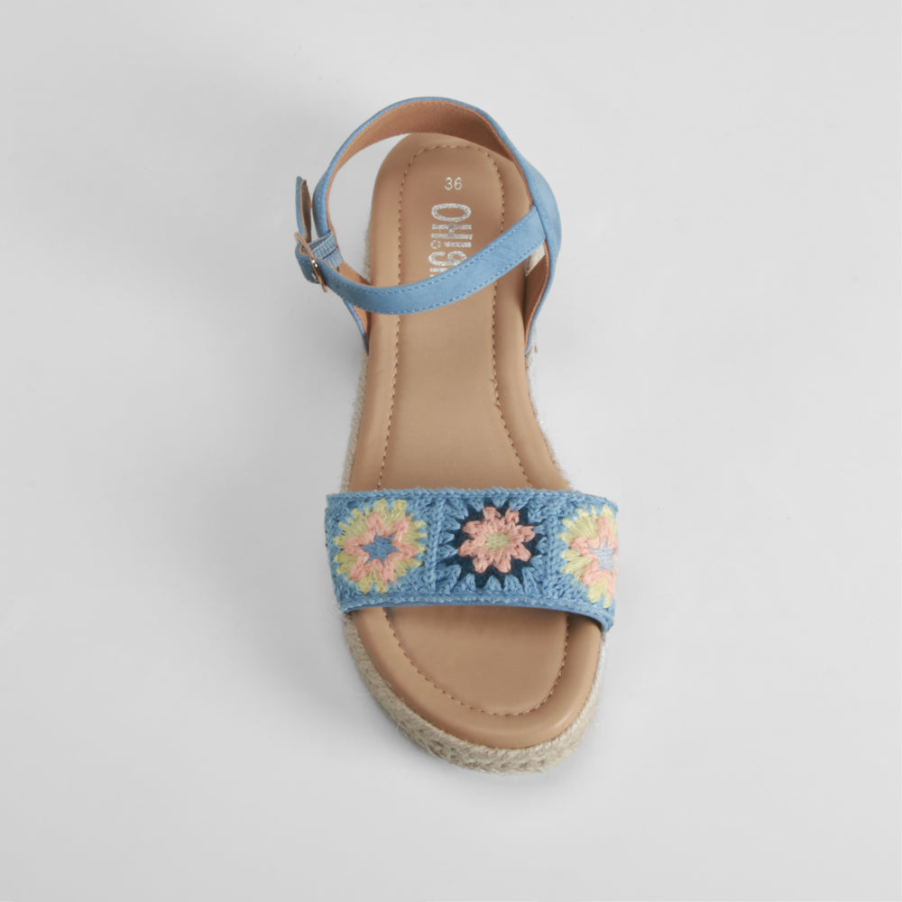 Sandalia plataforma yute azul OH GIRL