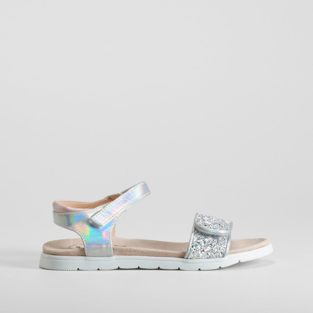 Sandalia doble velcro plata COMFEET