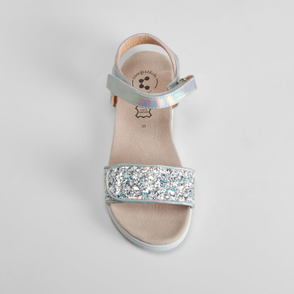 Sandalia doble velcro plata COMFEET