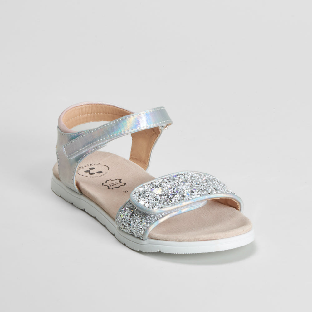 Sandalia doble velcro plata COMFEET