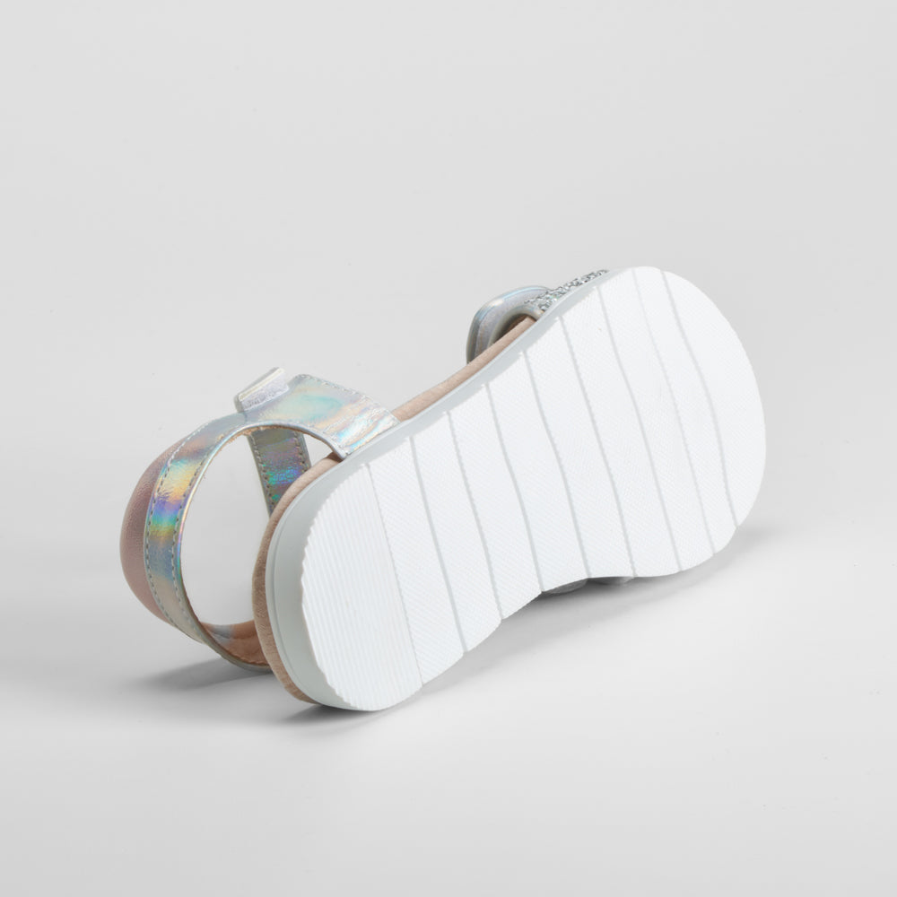 Sandalia doble velcro plata COMFEET