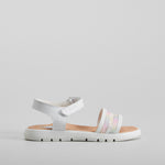 Sandalia piel blanca y tiras multicolor PABLOSKY