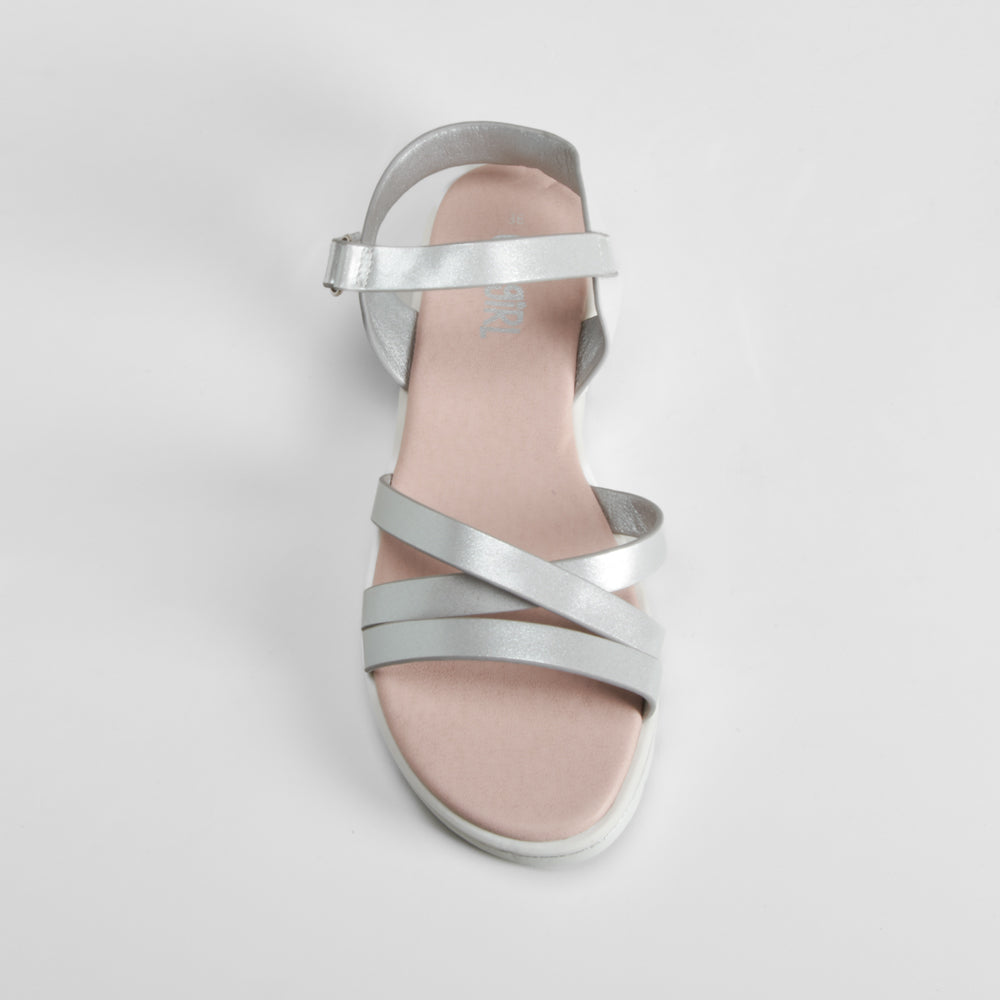 Sandalia de tiras velcro plata OH GIRL