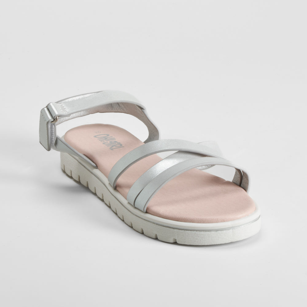 Sandalia de tiras velcro plata OH GIRL