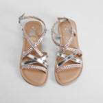 Sandalia de piel cruce trenzada plata OH GIRL