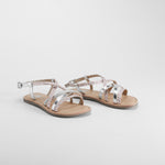 Sandalia de piel cruce trenzada plata OH GIRL