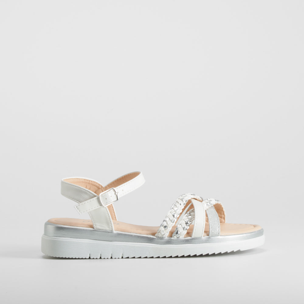 Sandalia de tiras trenza blanca OH GIRL