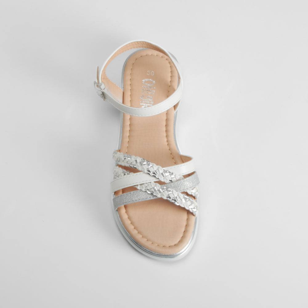Sandalia de tiras trenza blanca OH GIRL