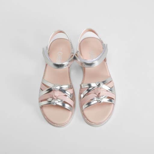 Sandalia nudos juvenil de plata OH GIRL